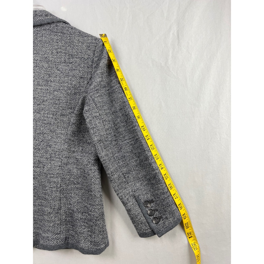 LOFT Blazer Women MP Gray Herringbone Cotton Wool Blend Two Button Professional - Picture 7 of 8